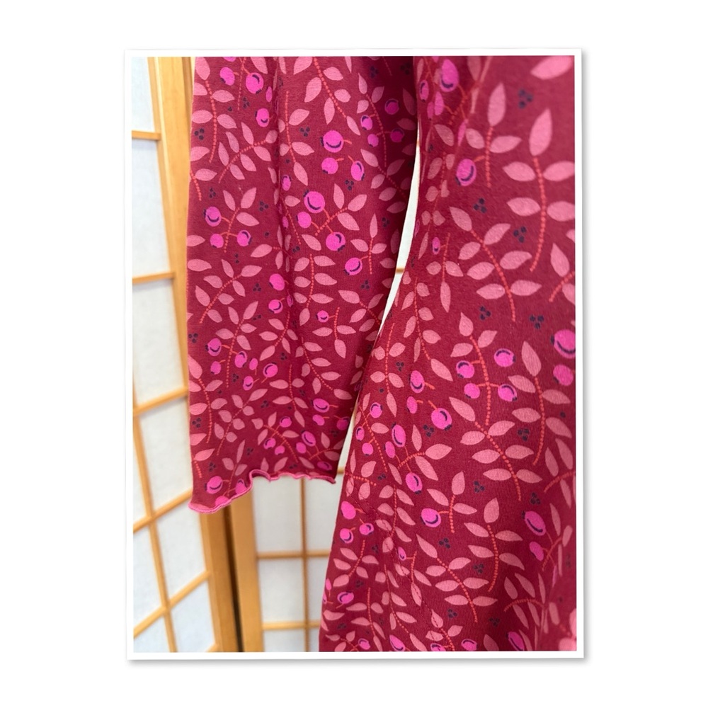 Gudrun Sjoden Burgundy Leaf and Berry Print Long Sleeve Dress - Picture 7 of 14